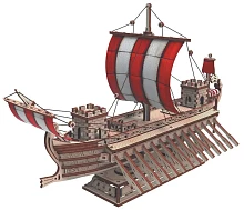 Дерев'яний 3D конструктор Mr.Playwood 10112 Корабль Трієра Чорний Скорпіон